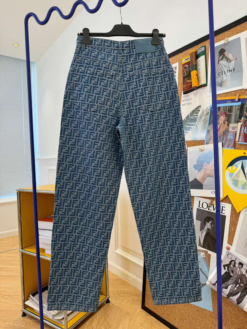 Monogram Pattern Denim Jeans