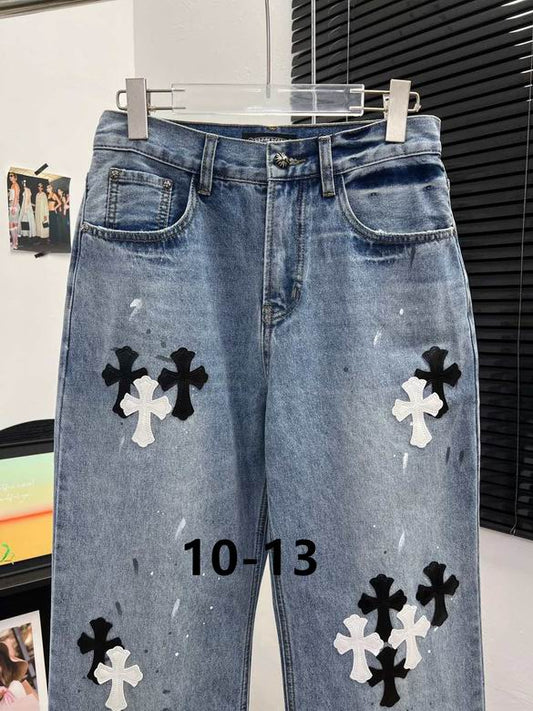 Straight-Leg Embroidered Denim Jeans