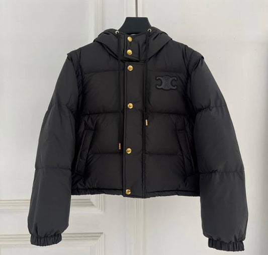 BLACK HOODED PUFFER JACKET
