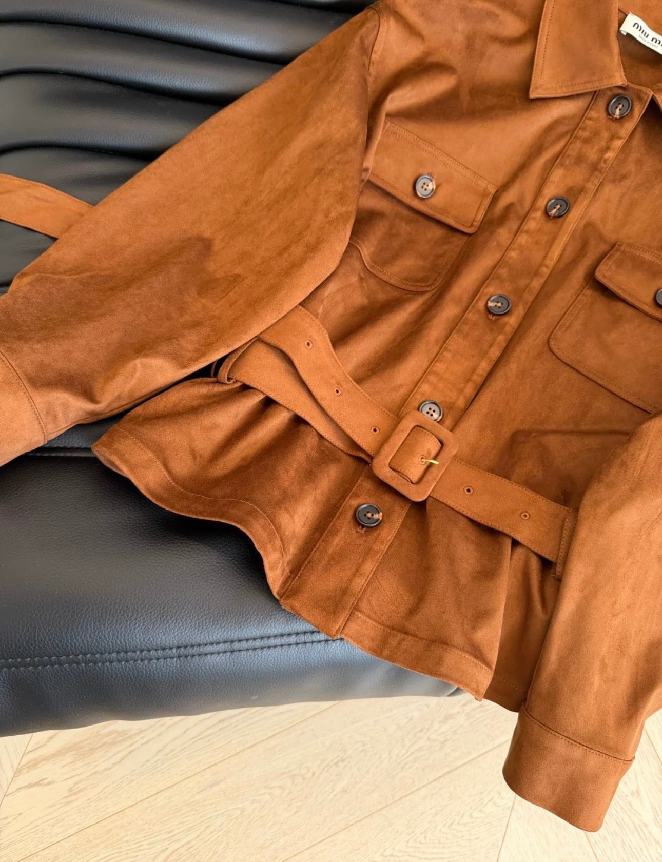 CHIC SUEDE BELTED JACKET SET