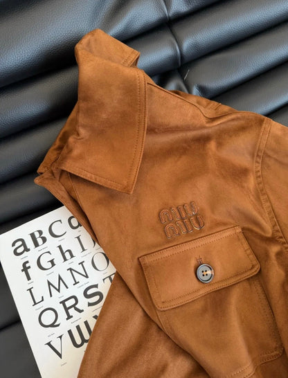 CHIC SUEDE BELTED JACKET SET