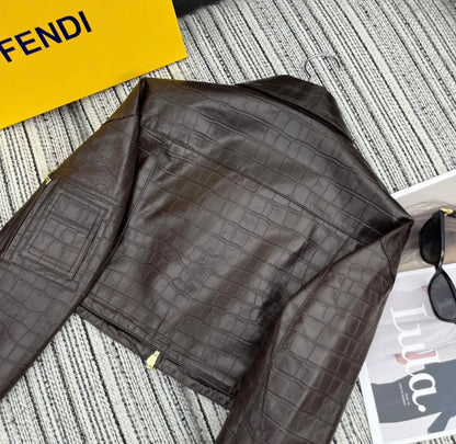 CROCODILE PATTERN LAMBSKIN JACKET