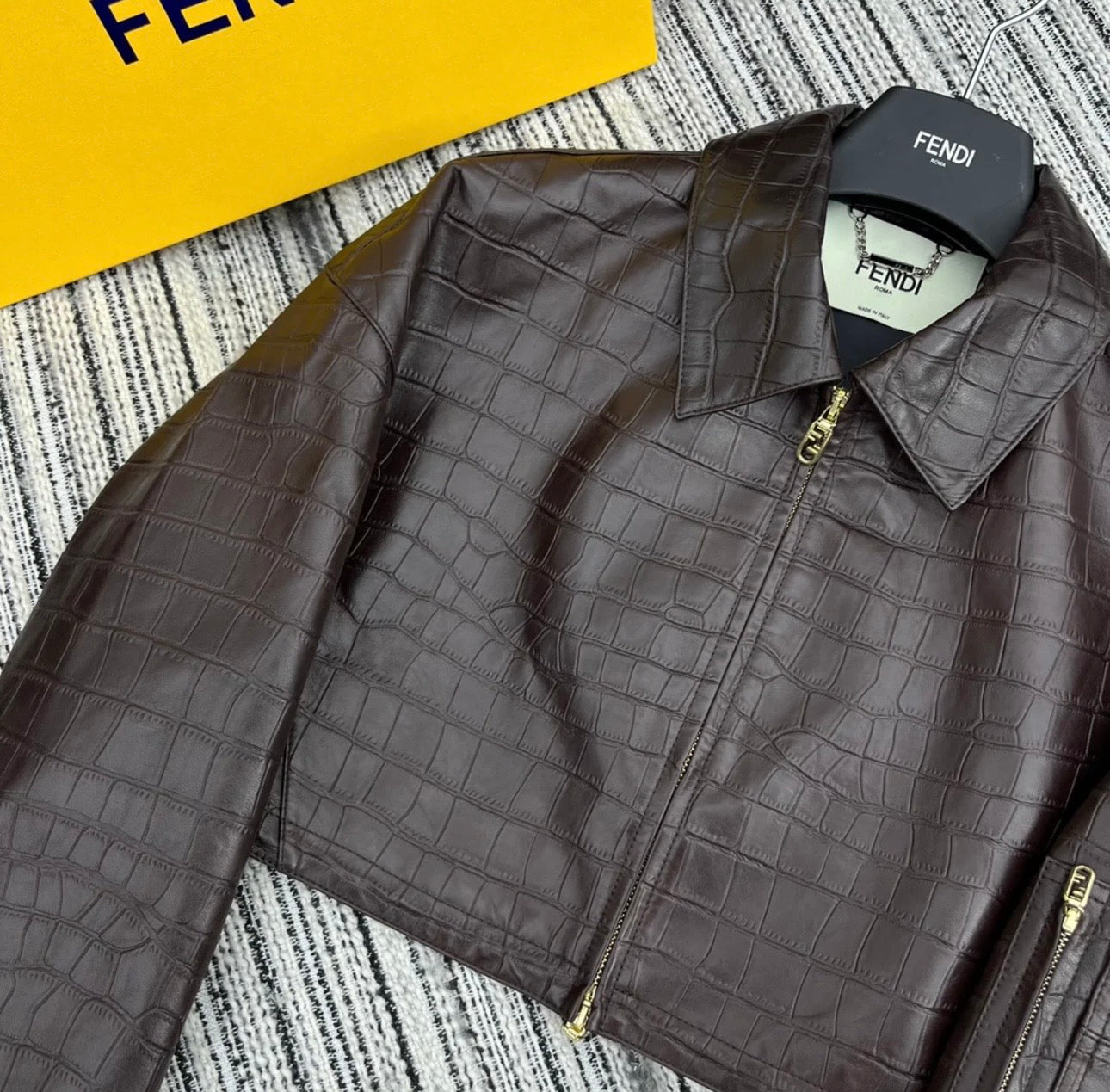 CROCODILE PATTERN LAMBSKIN JACKET