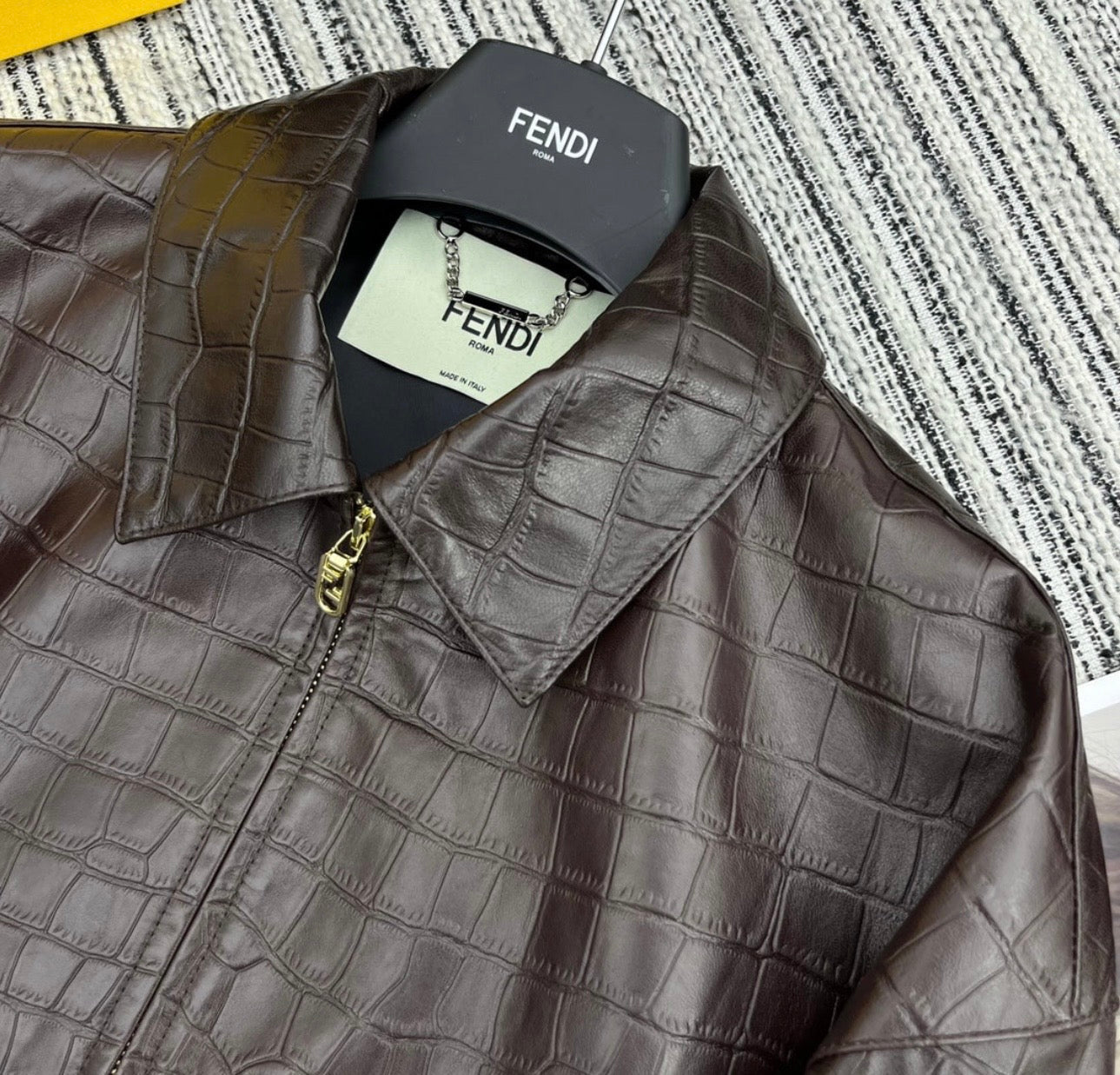 CROCODILE PATTERN LAMBSKIN JACKET