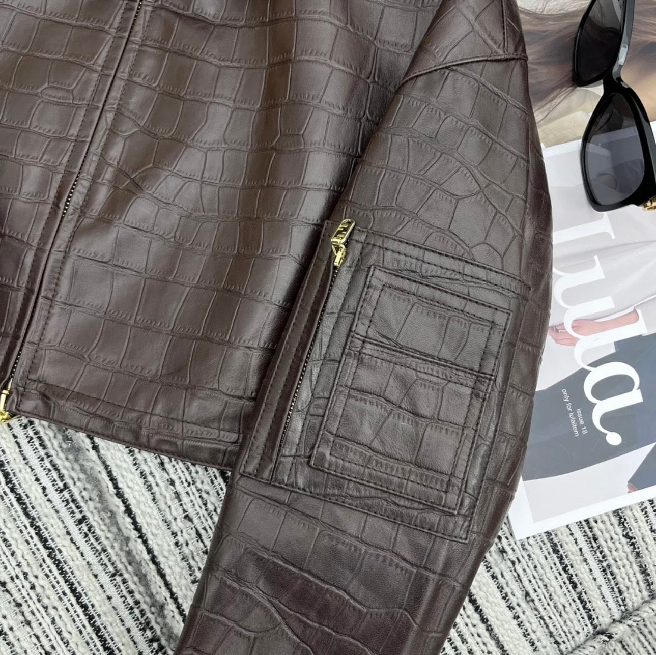 CROCODILE PATTERN LAMBSKIN JACKET