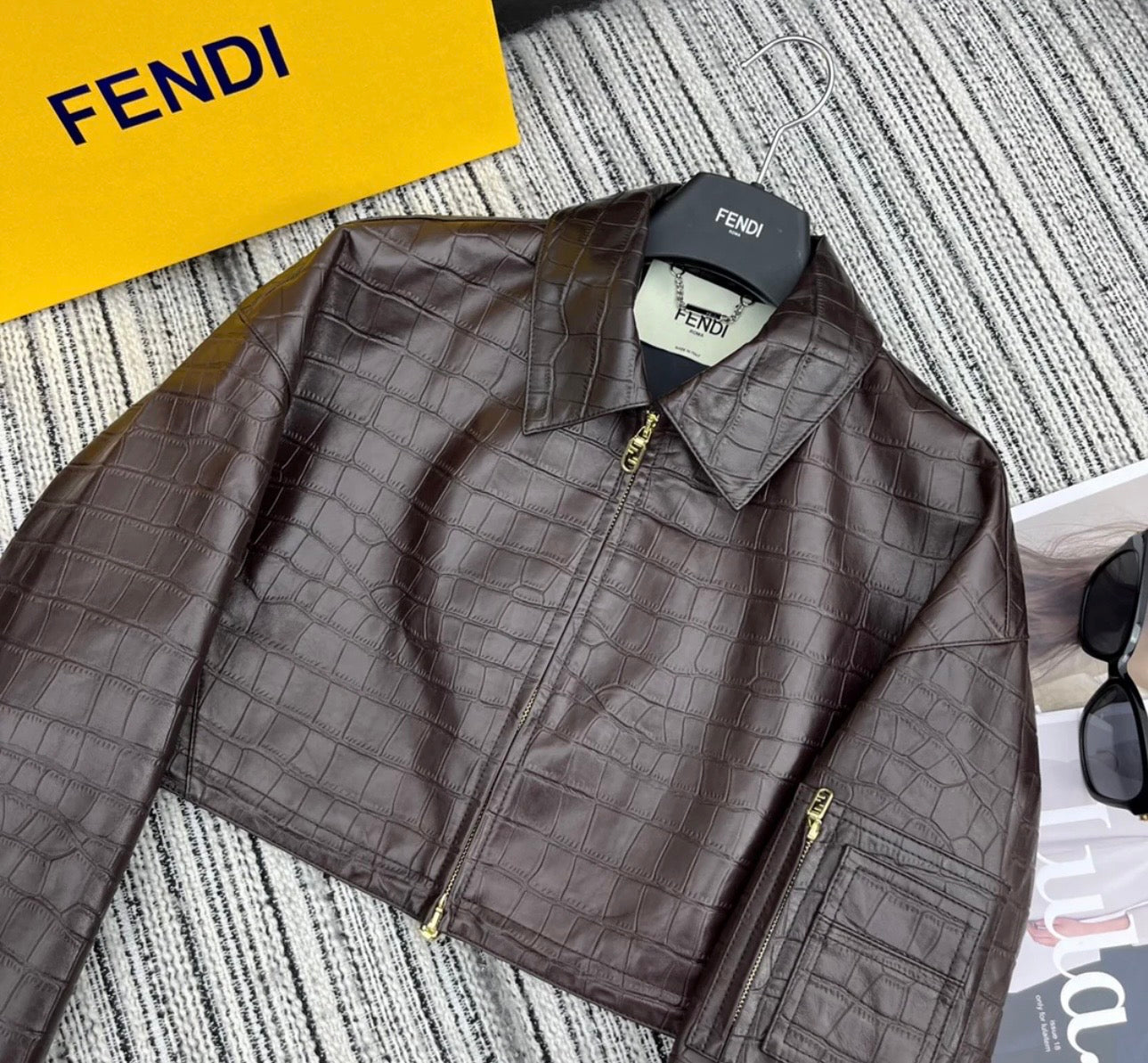 CROCODILE PATTERN LAMBSKIN JACKET