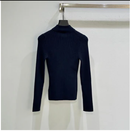 RIBBED ZIP-UP NAVY JACKET