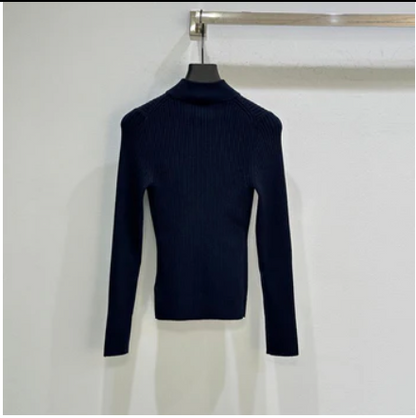 RIBBED ZIP-UP NAVY JACKET