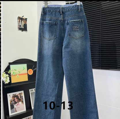 STRAIGHT-LEG EMBROIDERED DENIM JEANS