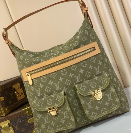 VINTAGE DENIM CROSSBODY BAG GREEN