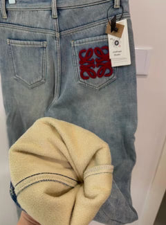 Fleece-Lined Denim Pants