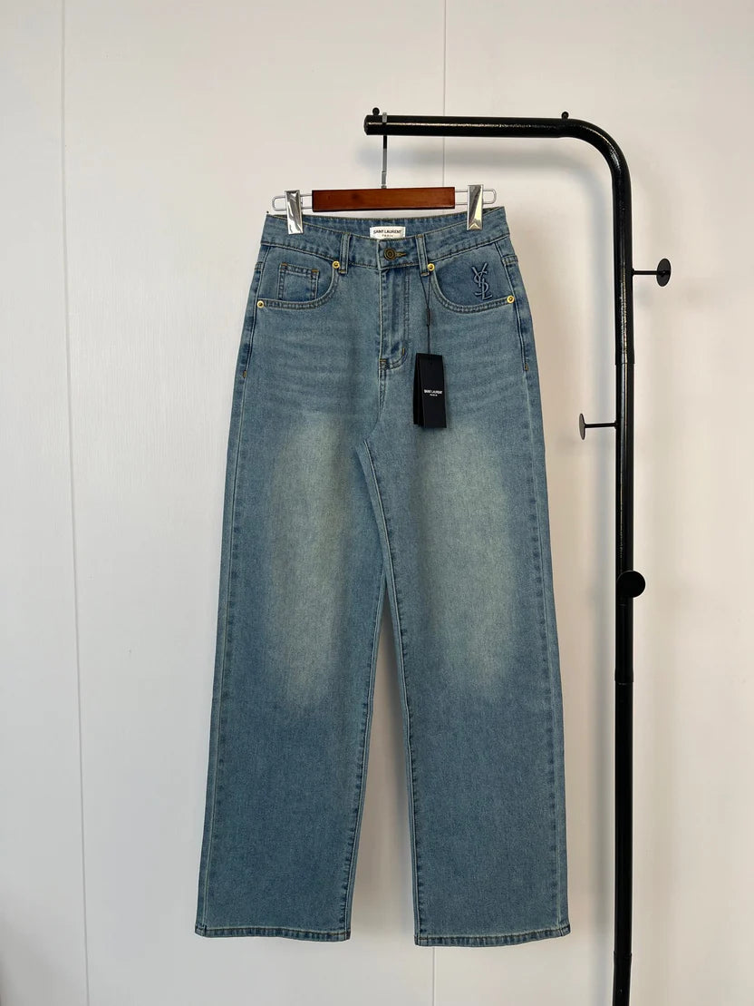 Wide-Leg Denim Jeans