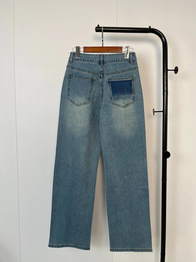 Wide-Leg Denim Jeans