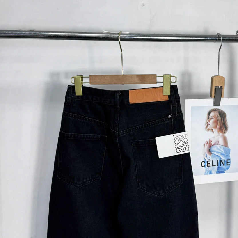 Wide-Leg Black Jeans
