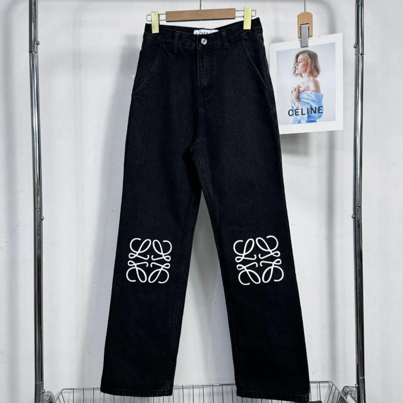 Wide-Leg Black Jeans