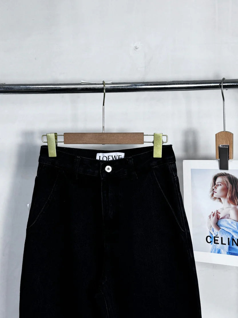 Wide-Leg Black Jeans