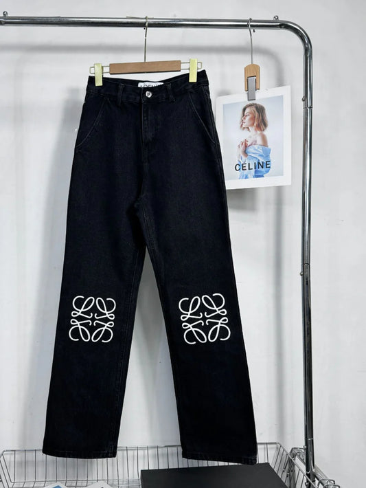 Wide-Leg Black Jeans