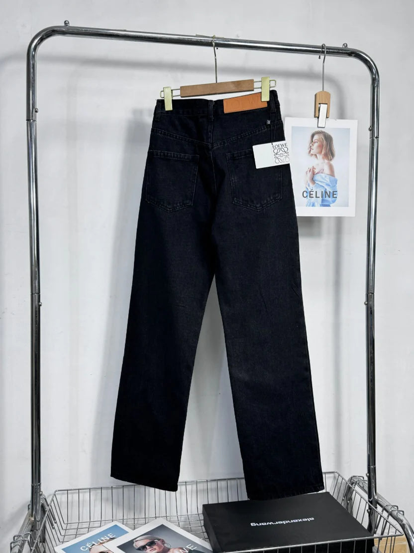 Wide-Leg Black Jeans