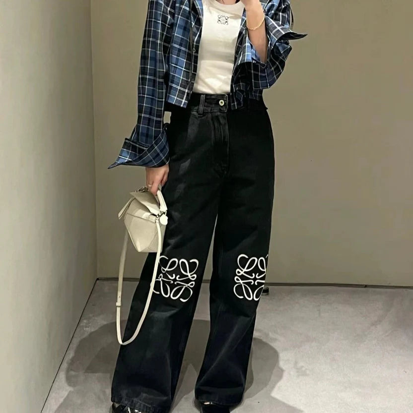 Wide-Leg Black Jeans