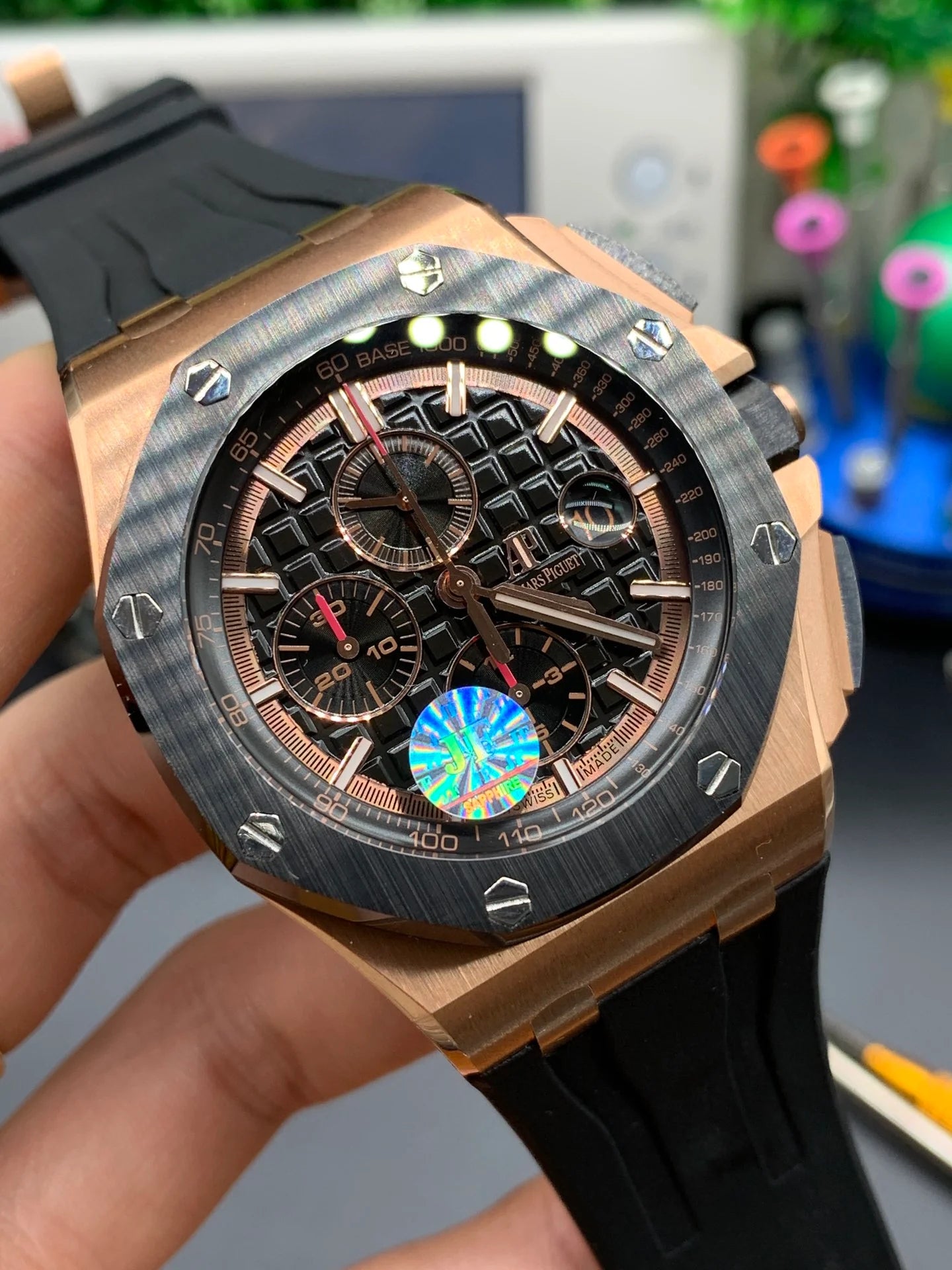 Black Chronograph Automatic Watch 44 mm