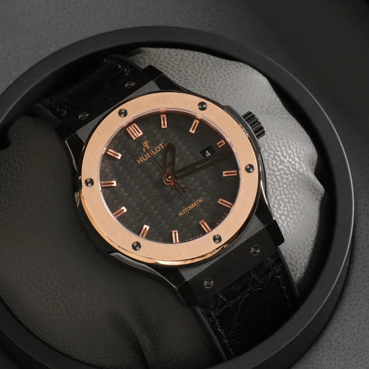 Black Carbon Dial Rose Gold Watch 42 mm