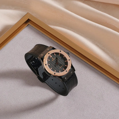 Black Carbon Dial Rose Gold Watch 42 mm