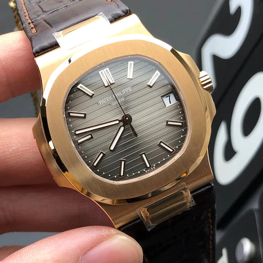 Rose Gold Leather Strap Watch 40 mm