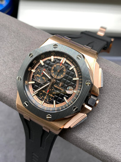 Rose Gold Black Dial Chronograph 44 mm