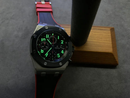 Black Red Chronograph Sport Watch 44 mm