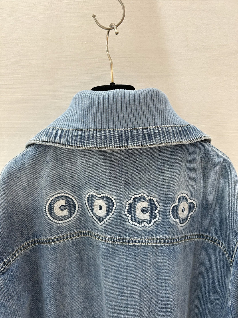 DENIM LARGE LAPEL JACKET