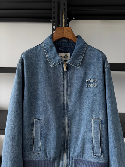 WASHED DENIM EMBROIDERED JACKET