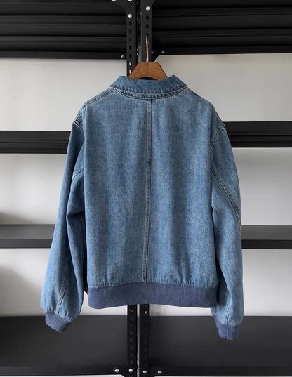 WASHED DENIM EMBROIDERED JACKET