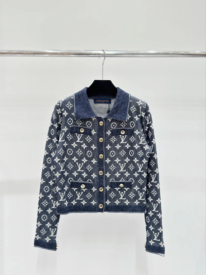 KNIT CARDIGAN WITH LAPEL AND MONOGRAM BUTTONS