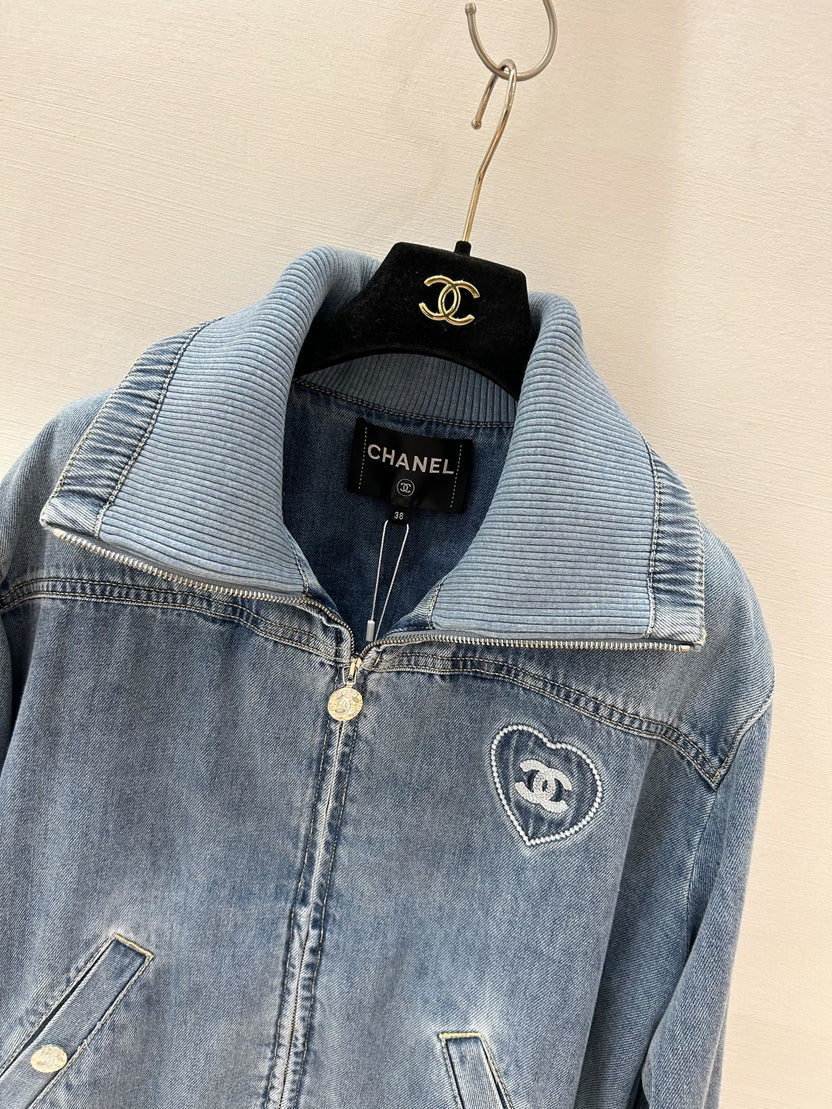 DENIM LARGE LAPEL JACKET