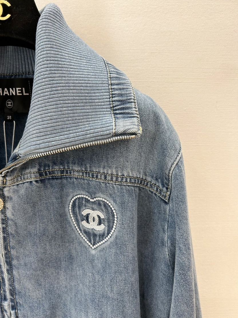DENIM LARGE LAPEL JACKET