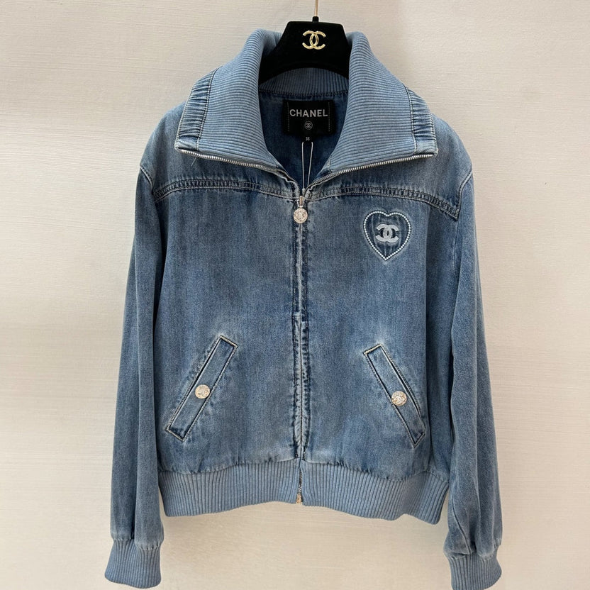 DENIM LARGE LAPEL JACKET