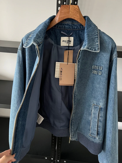 WASHED DENIM EMBROIDERED JACKET