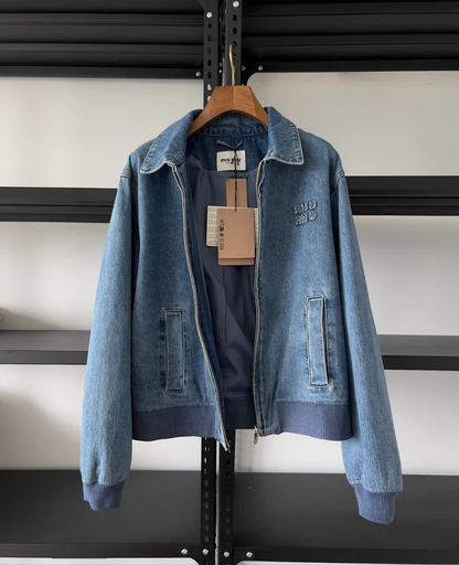 WASHED DENIM EMBROIDERED JACKET